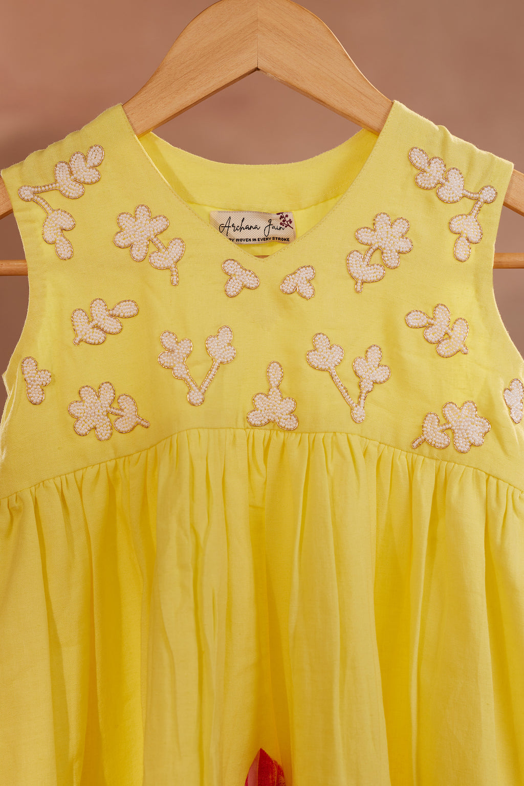 Sunny Petals Dress l Pure linen hand painted dress