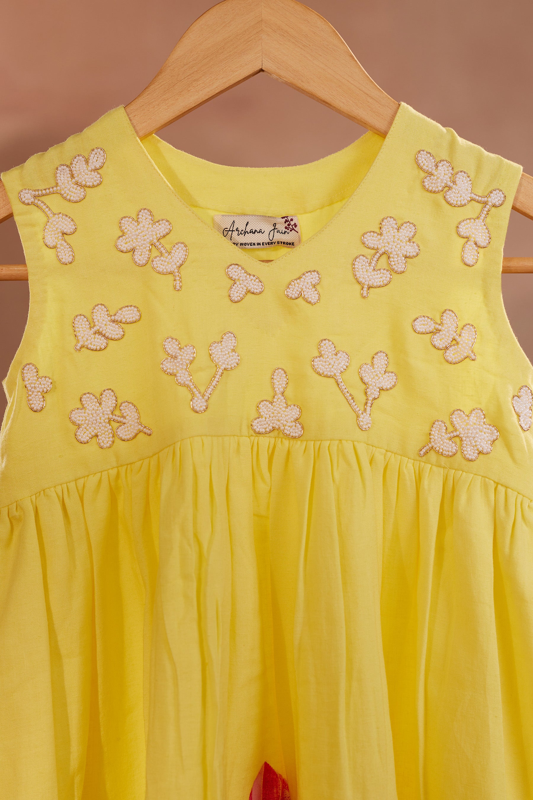 Sunny Petals Dress l Pure linen hand painted dress