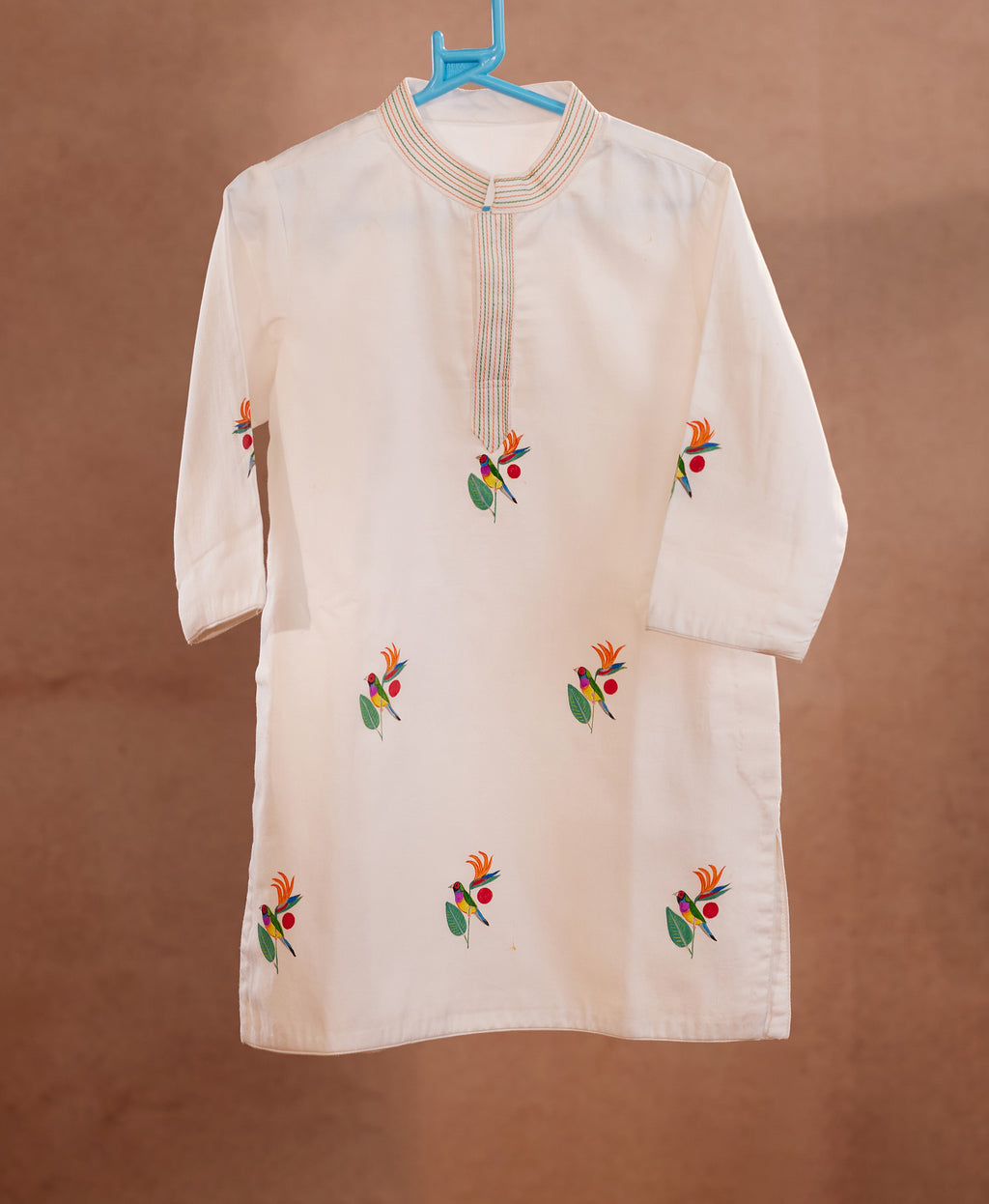Parrot Paradise l Cotton hand painted kurta set