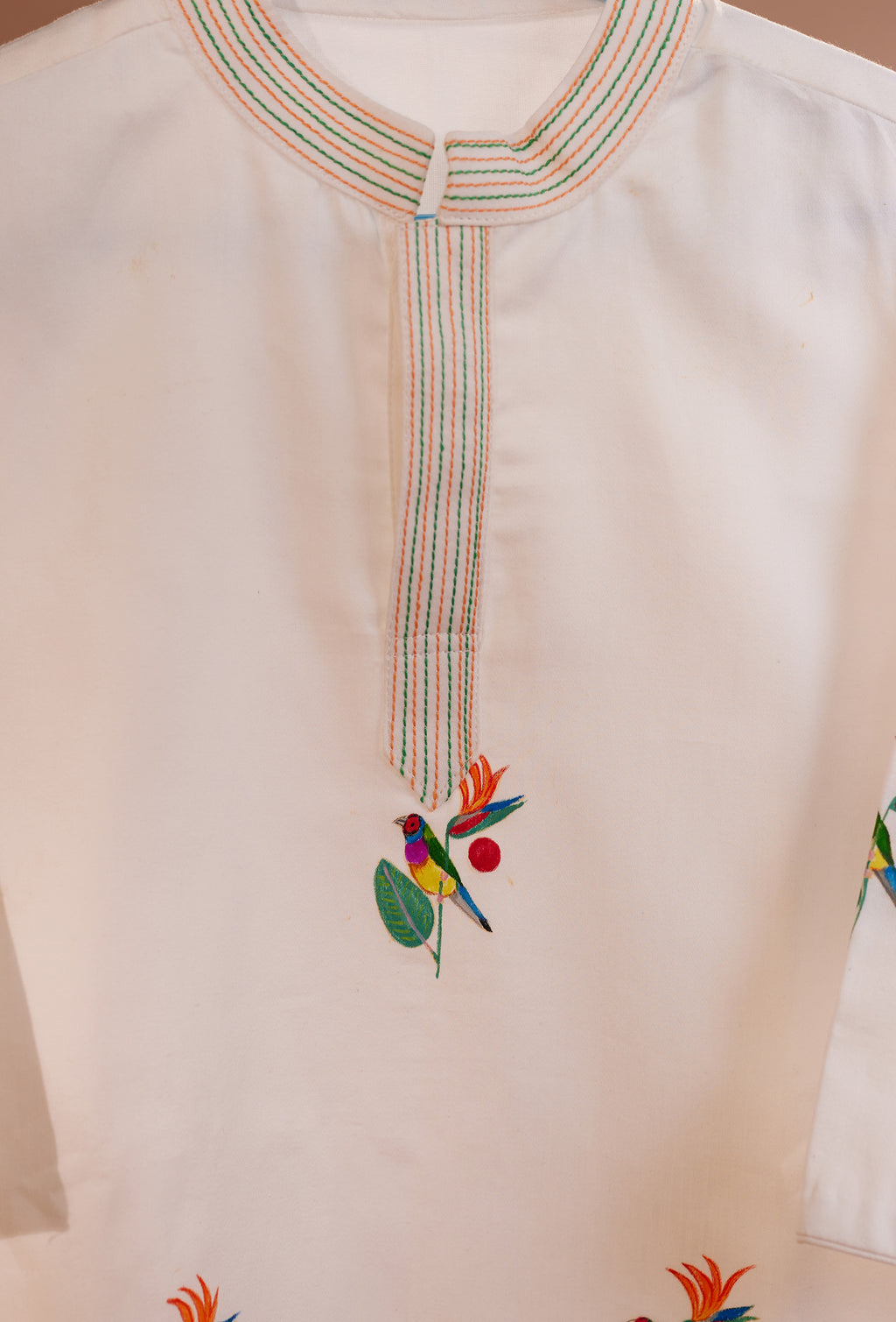 Parrot Paradise l Cotton hand painted kurta set
