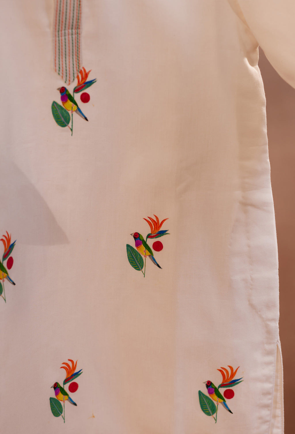 Parrot Paradise l Cotton hand painted kurta set
