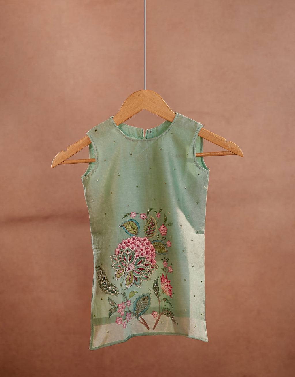 Mint Blossom kurti l Pure Chanderi silk hand painted kurti