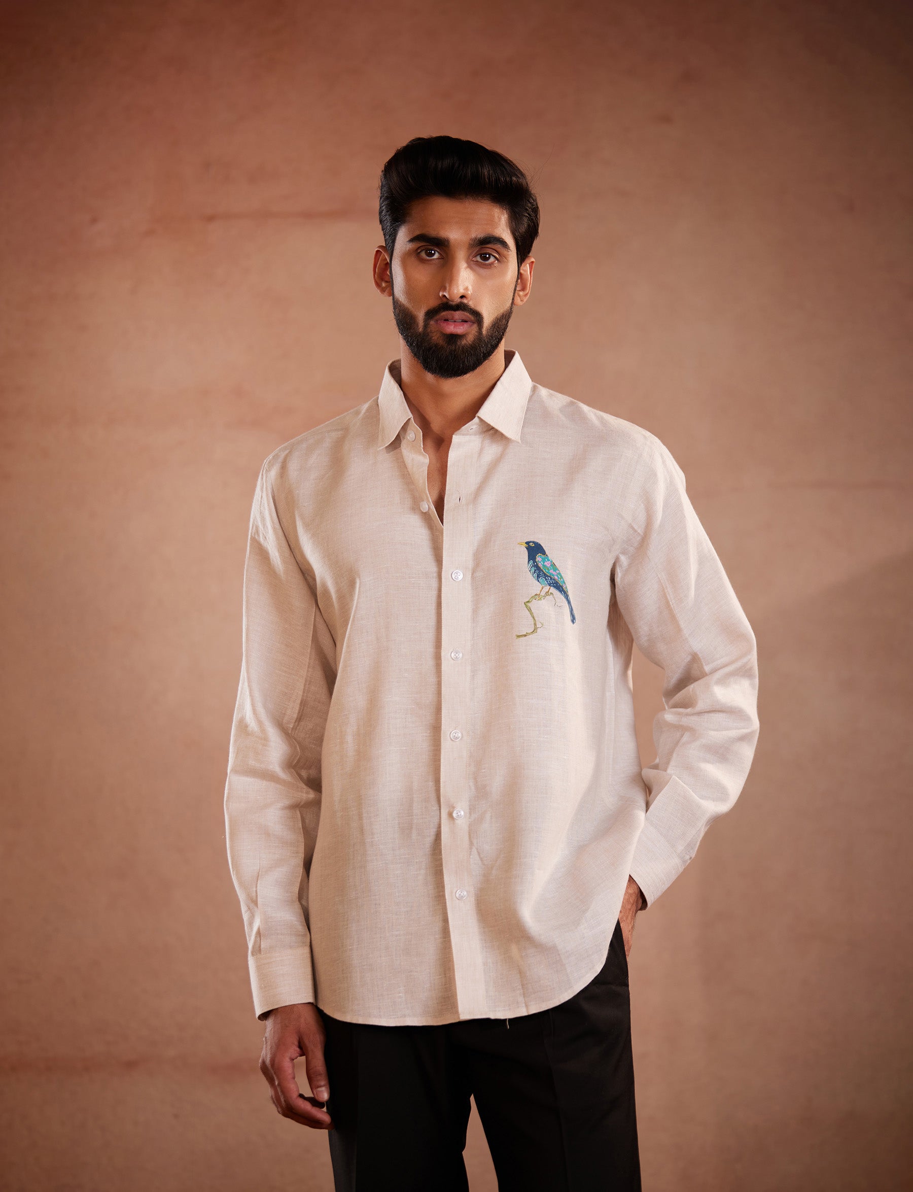 Azure Songbird Linen Shirt