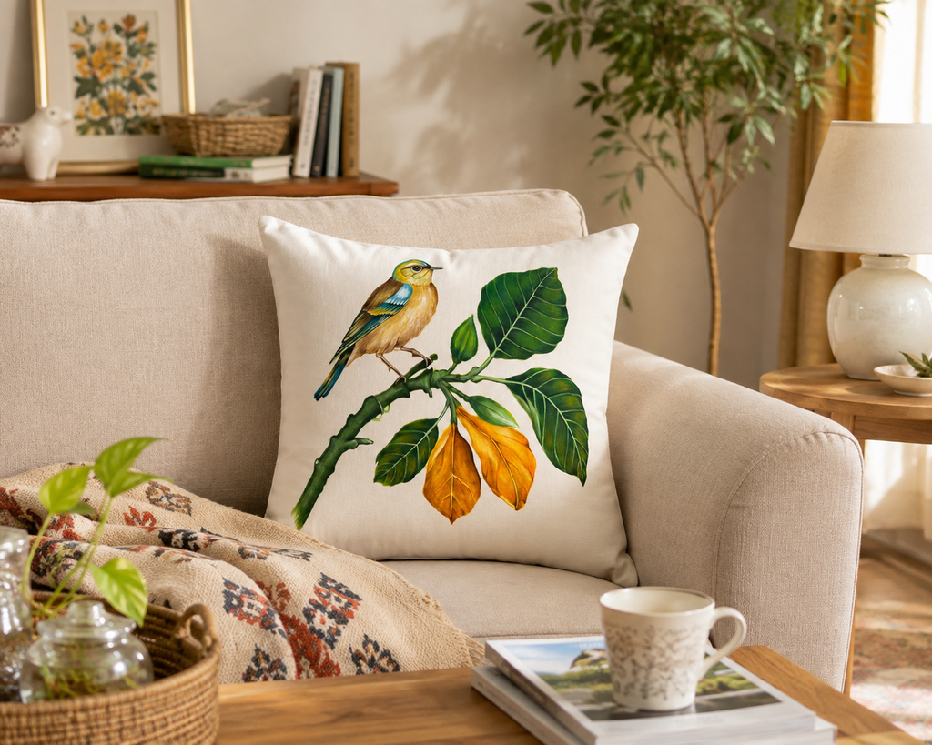 Golden Songbird Athena Silk  Cushion Cover 2