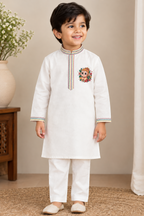Bal Hanuman l Pure cotton satin hand painted kurta set