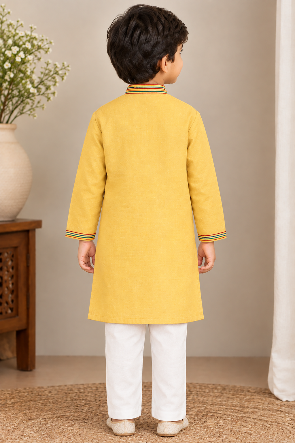 Bal Hanuman l Pure cotton satin hand painted kurta set