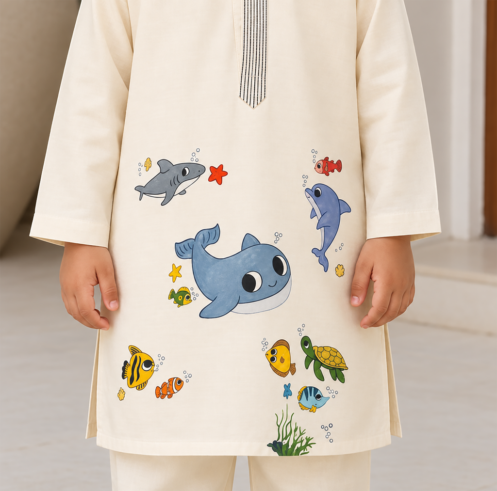 Under the sea l pure cotton satin kurta set