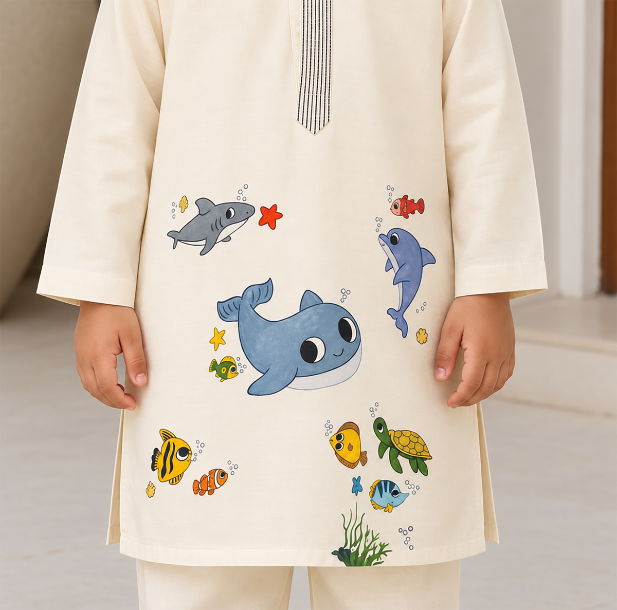 Under the sea l pure cotton satin kurta set