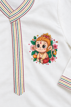 Bal Hanuman l Pure cotton satin hand painted kurta set
