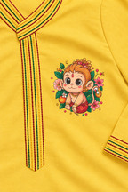 Bal Hanuman l Pure cotton satin hand painted kurta set