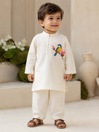 Blossom Bird l Pure chanderi silk hand painted kurta set